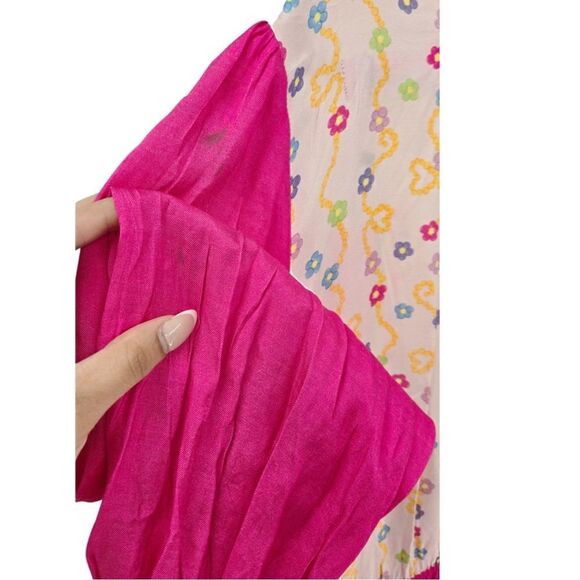 Julyliebe Pink White Floral Long Sleeve Ruffle Sleeve Dress Size NWT XXL - Picture 9 of 14